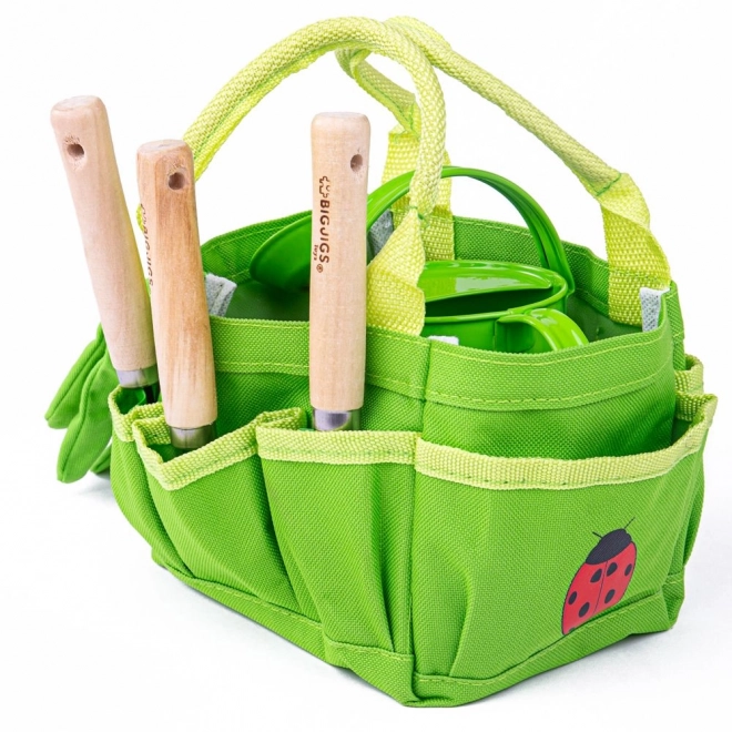 Bigjigs Toys Gartenset mit grüner Leinwandtasche