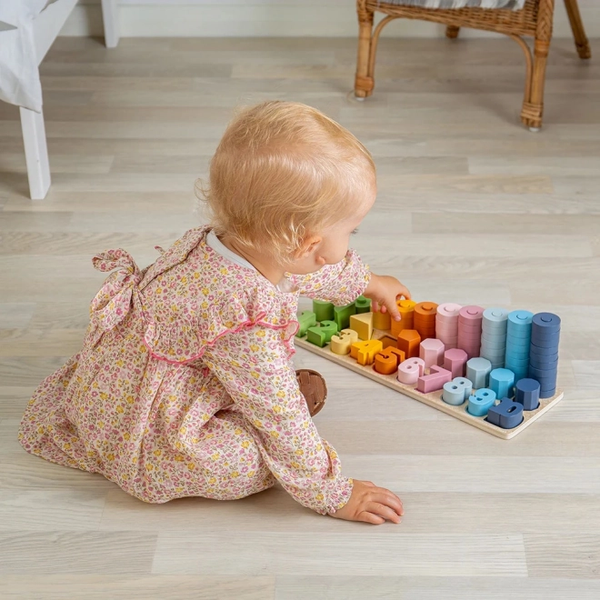 Lernspielzeug aus Holz mit Zahlen und Formen