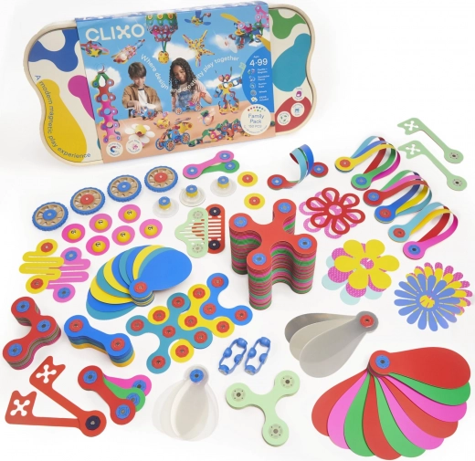 Clixo Family Party – magnetische flexible Konstruktionsspielzeuge 150 Stück