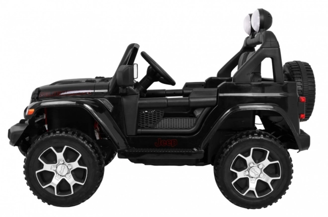 Jeep Wrangler Rubicon Batterie für Kinder schwarz + Fernbedienung + MP3 LED Radio + EVA Räder