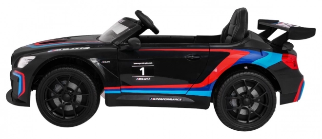 BMW M6 GT3 Spielzeugauto auf Batterie für Kinder schwarz + Belüftung + MP3-Sounds Lichter + Fernbedienung