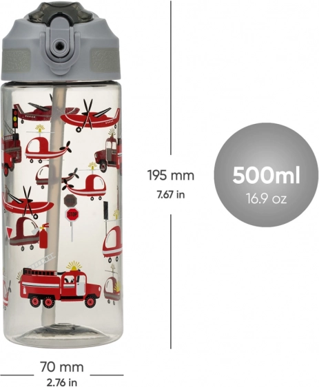 Tritan-Trinkflasche mit Strohhalm Rettungsfahrzeuge 500 ml
