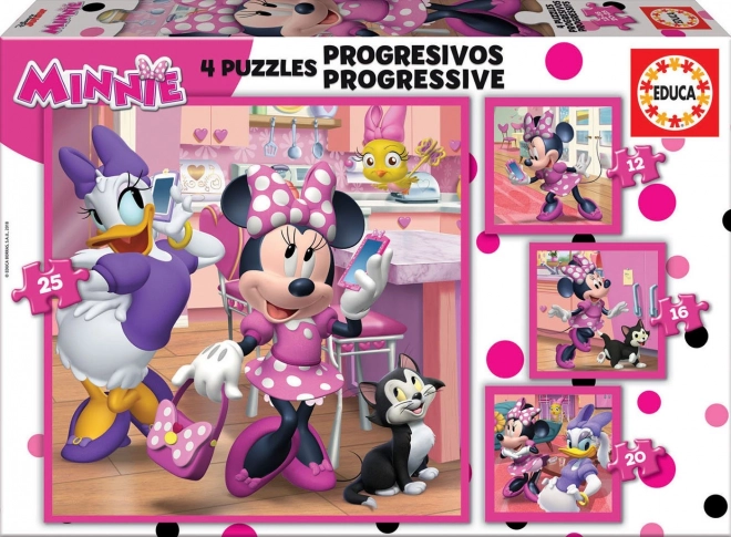 EDUCA Puzzle Minnie und Daisy 4 in 1 Set