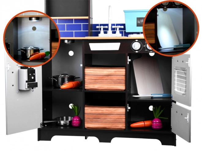 Kinder-Holzküche Loft mit Kühlschrank