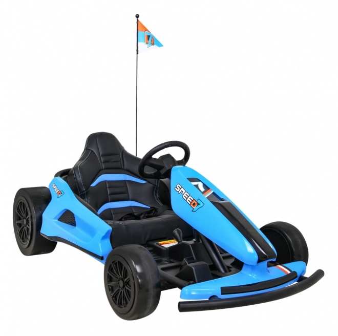 Speed 7 Drift King batteriebetriebene Gokart für Kinder Blau + Driftfunktion + Sportsitz + 2 Geschwindigkeiten + EVA