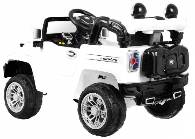 JJ Geländewagen auf Batterie für Kinder Weiß + Fernbedienung + Stauraum + Lichter + Audio