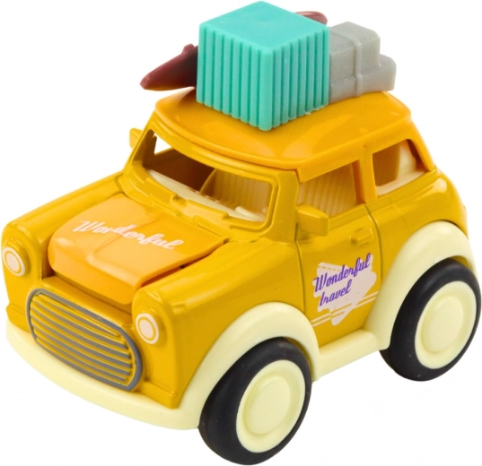 Retro-Reiselook mit Koffern auf dem Dach