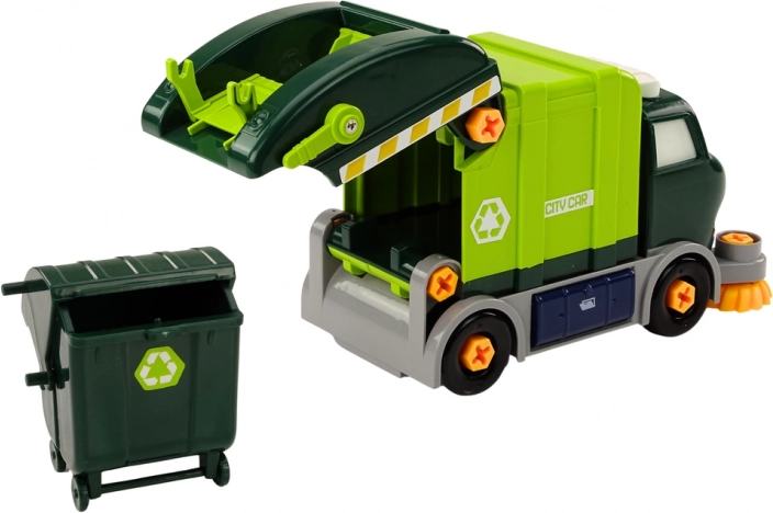 Recyclingfahrzeug mit Mülleimer