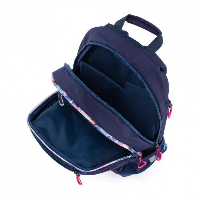 Schüler-Rucksack und Etui OXY Sport Flowers Blau
