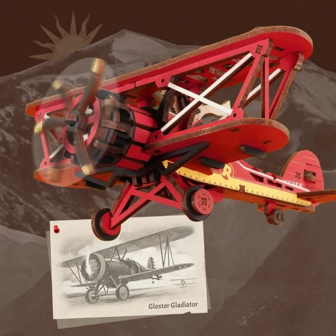 Holz 3D-Modell eines Doppeldeckers mit Pendel