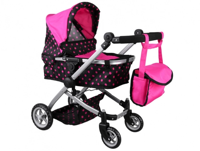 Multifunktionaler Puppenwagen 4-in-1 mit Wiege – Schwarz