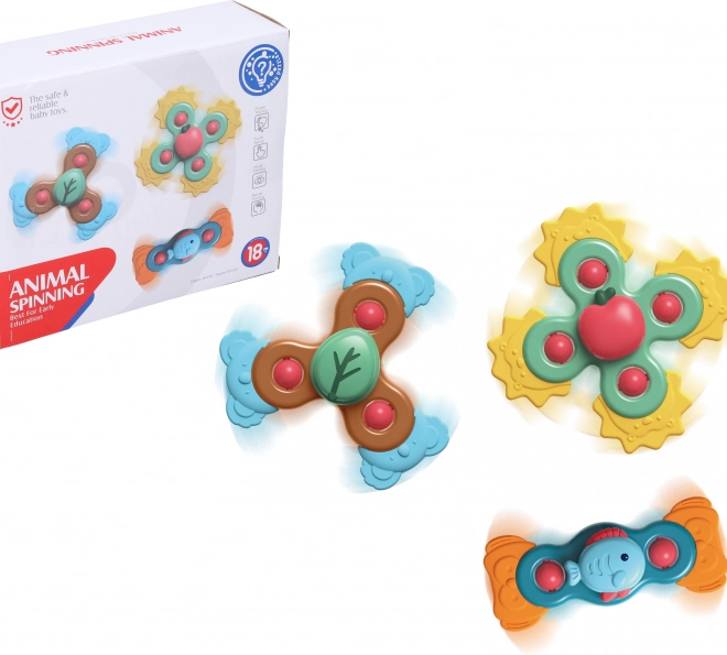 Baby Spinnerei Beißspielzeug mit Saugnapf 3er Set