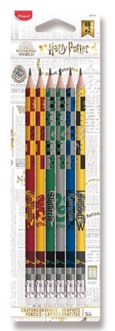 Harry Potter Bleistiftset mit Radiergummi, 6er Pack