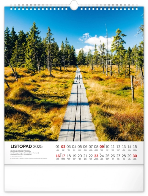 Wandkalender Spaziergänge durch die tschechische Landschaft 2025