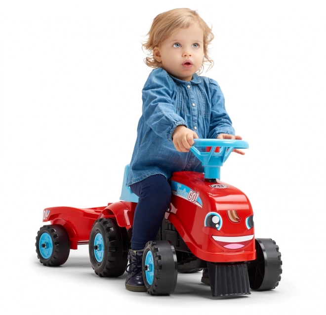 Rutschfahrzeug - Traktor Go Farm rot mit Lenkrad und Anhänger