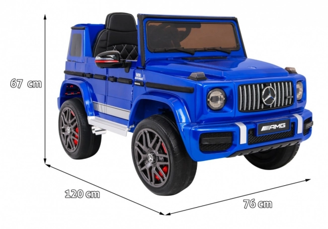 Mercedes AMG G63 für Kinder Blaue Farbe + Fernbedienung + MP3 LED + langsamer Start + EVA + Gurte