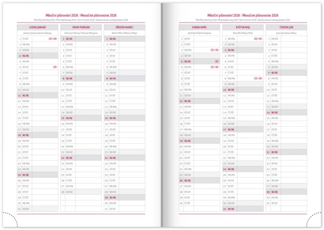 Notique Wochenkalender Balacron 2025, Bordaux, 18 x 25 cm