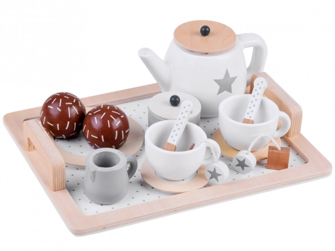 Holz Tee-Set mit Tasse und Tablett