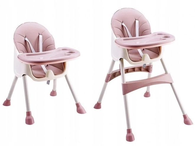 2-in-1 Kinderhochstuhl mit Sicherheitsgurten in Rosa