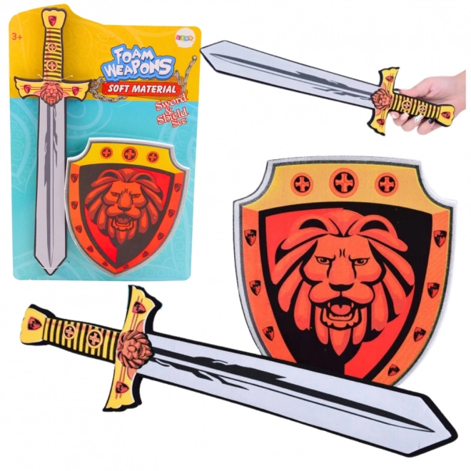 Ritter Spielset mit Schaumstoffschild und -schwert Löwenwappen
