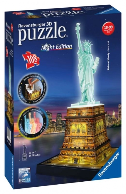 Světelndes 3D Puzzle Nacht Statue der Freiheit 108 Teile