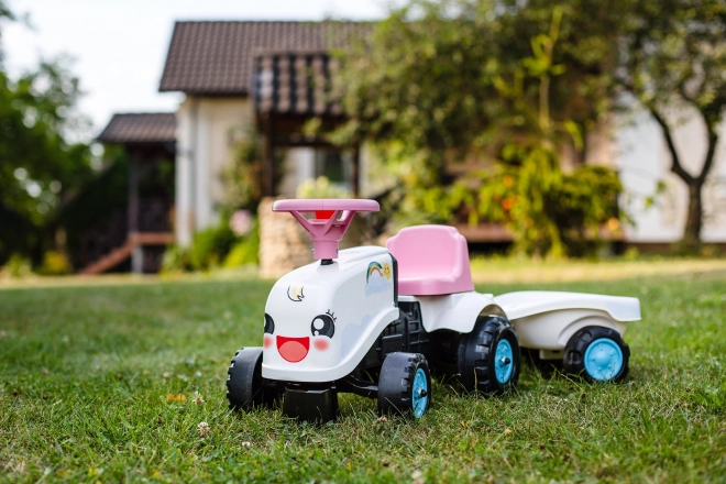 Falk Traktor Rainbow mit Anhänger Weiß für Kleinkinder