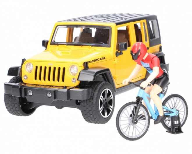 Jeep Wrangler Rubicon mit Radfahrer und Fahrrad von Bruder