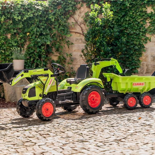 Pedaltraktor Claas Atiom 430 grün mit Vorder- und Rückschaufel