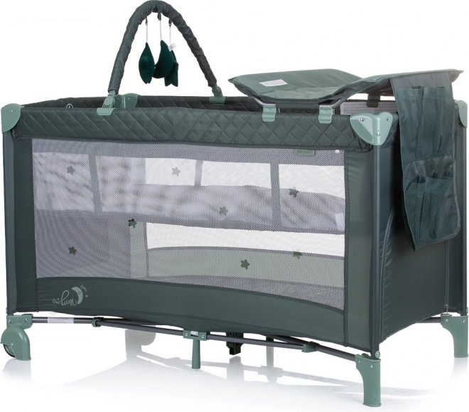 Reisebett Luna mit Wickelauflage – Grün