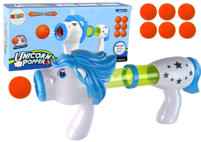 Einhorn-Spielzeug-Werfer mit weichen Kugeln Blau