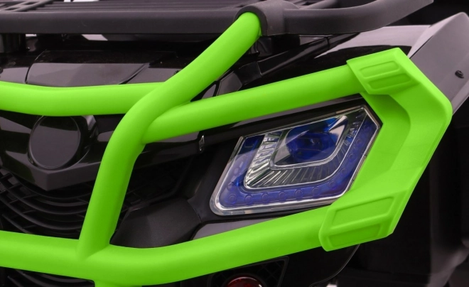 Quadro XL ATV 2,4GHz mit Batterie für Kinder schwarz/grün + Fernsteuerung + Allradantrieb 4x4 + Gepäckträger + langsame Beschleunigung + EVA + LED Audio