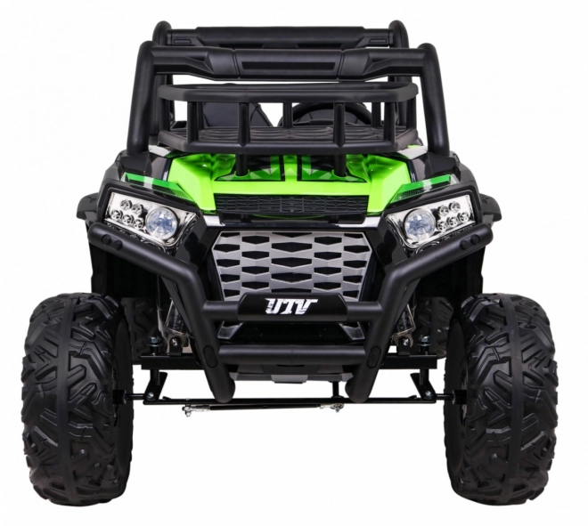 Buggy UTV Offroader für Kinder Grün + Fernbedienung + Gepäckträger + langsamer Start + EVA + MP3 LED