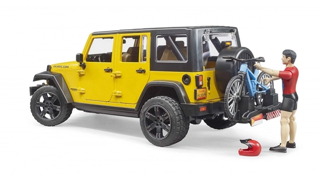 Jeep Wrangler Rubicon mit Radfahrer und Fahrrad von Bruder