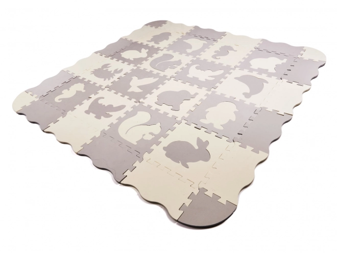 Puzzle Schaumstoffmatte Grau/Ecru 30 x 30 cm, 36 Teile