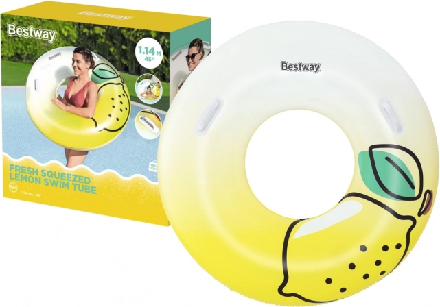 Bestway aufblasbarer Schwimmring mit Griffen Zitrone 114 cm
