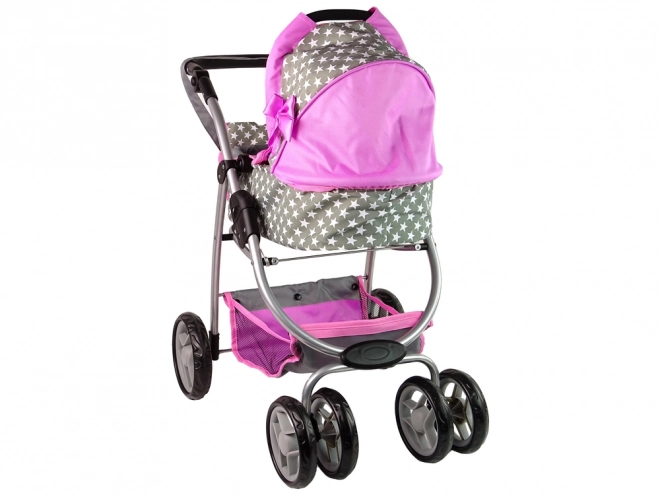 Puppenwagen 2 in 1 Rosa mit Sternen