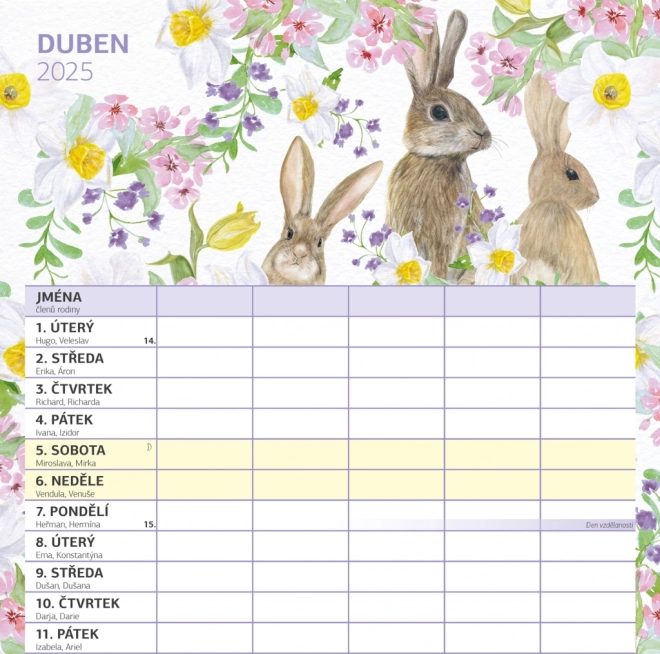 Familienplaner Kalender 2025 mit fröhlichen Illustrationen