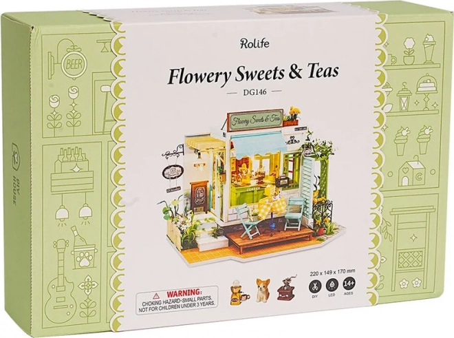 Rolife DIY Miniaturhaus: Flowery Sweets & Teas mit LED-Beleuchtung