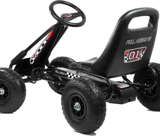Tret-Gokart mit Luftreifen + Aufblasbare Reifen + Verstellbarer Sitz – Schwarz