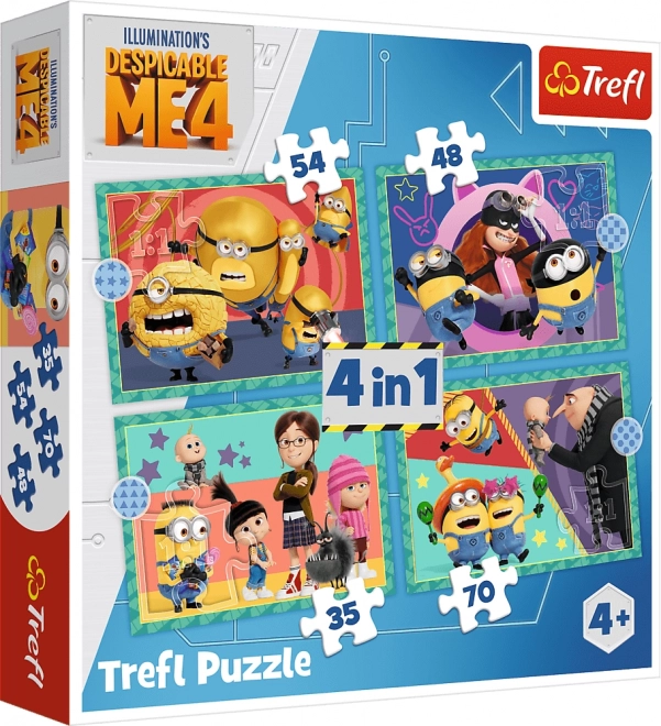 TREFL Puzzle Ich - Einfach Unverbesserlich 4: Verrückte Minions Set 4 in 1