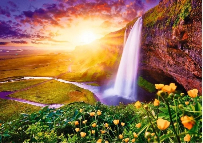 TREFL Puzzle Romantischer Sonnenuntergang: Seljalandsfoss Wasserfall, Island 1000 Teile