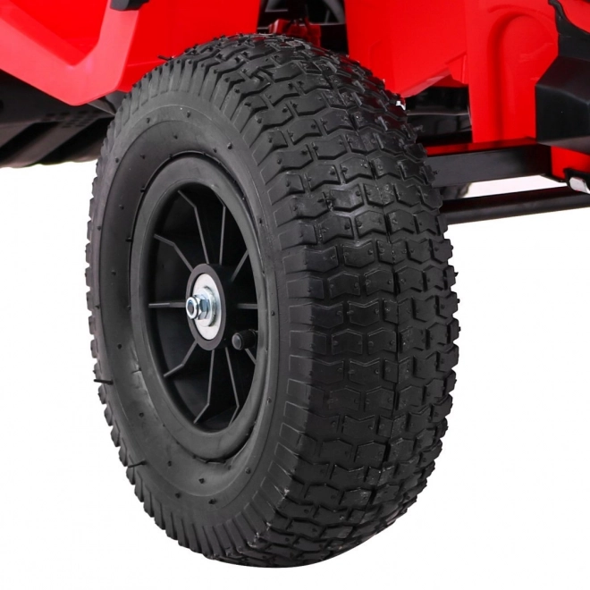 Kinderbatterie-Quad Rot + aufblasbare Räder + MP3-Radio + langsamer Start