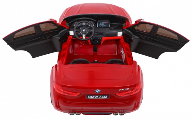 BMW X6M XXL pro 2 Kinder Rot Lack + Fernbedienung + Ökoleder + Sicherheitsgurte + langsamer Start + MP3 + LED