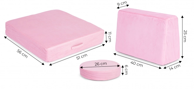 Großes faltbares Modularsofa für Kinder DIY, 8 weiche Kissen - pink ECOTOYS