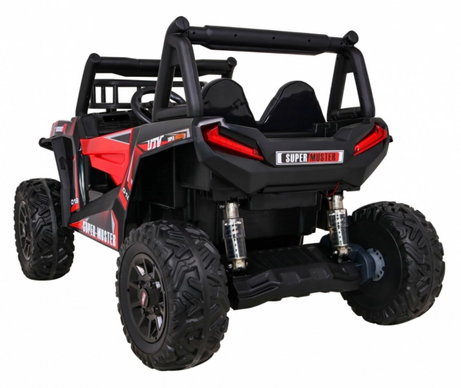 Buggy UTV Offroader für Kinder Rot + Fernbedienung + Gepäckträger + langsamer Start + EVA + MP3 LED