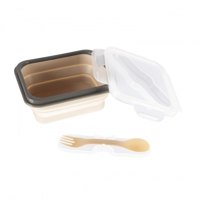 Silikon-Lunchbox mit Besteck, Sand Beige