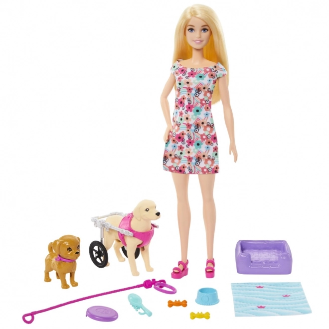 Barbie-Puppe mit Rollstuhl-Hund