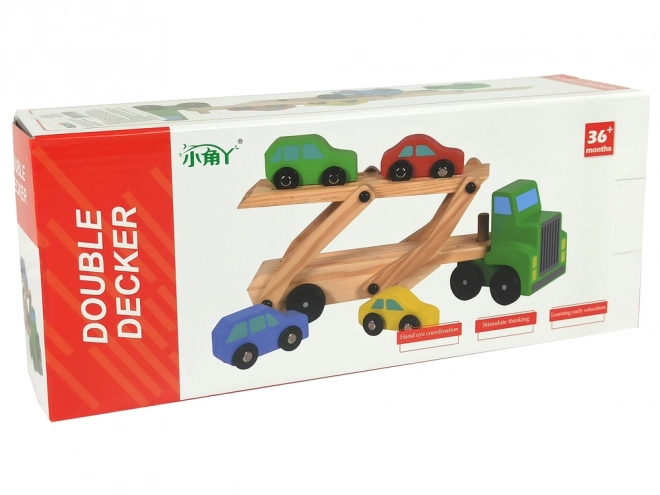 Holzspielzeug Autotransporter mit Autos