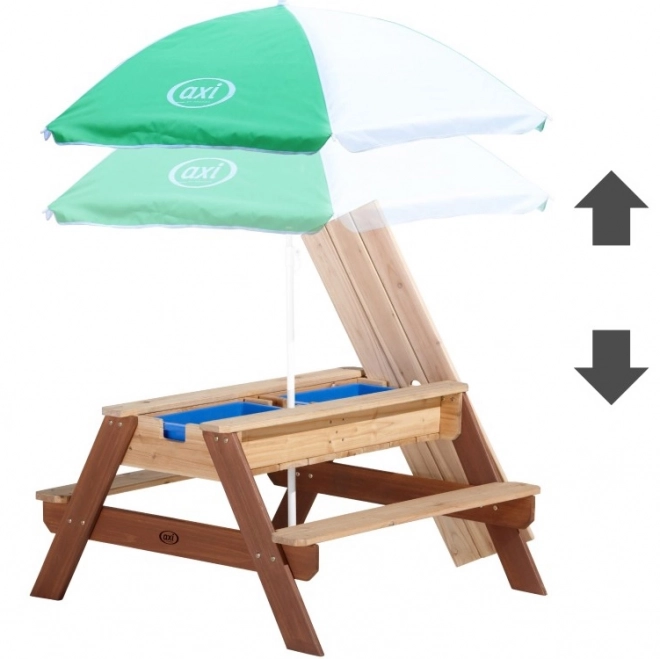 Picknicktisch Nick mit Bank und Sonnenschirm AXI