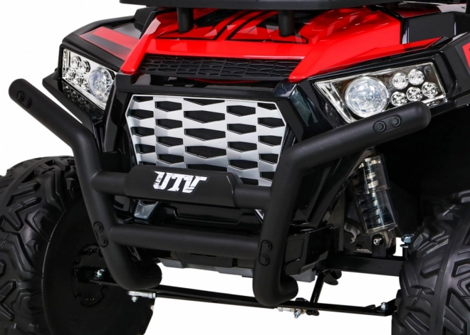 Buggy UTV Offroader für Kinder Rot + Fernbedienung + Gepäckträger + langsamer Start + EVA + MP3 LED